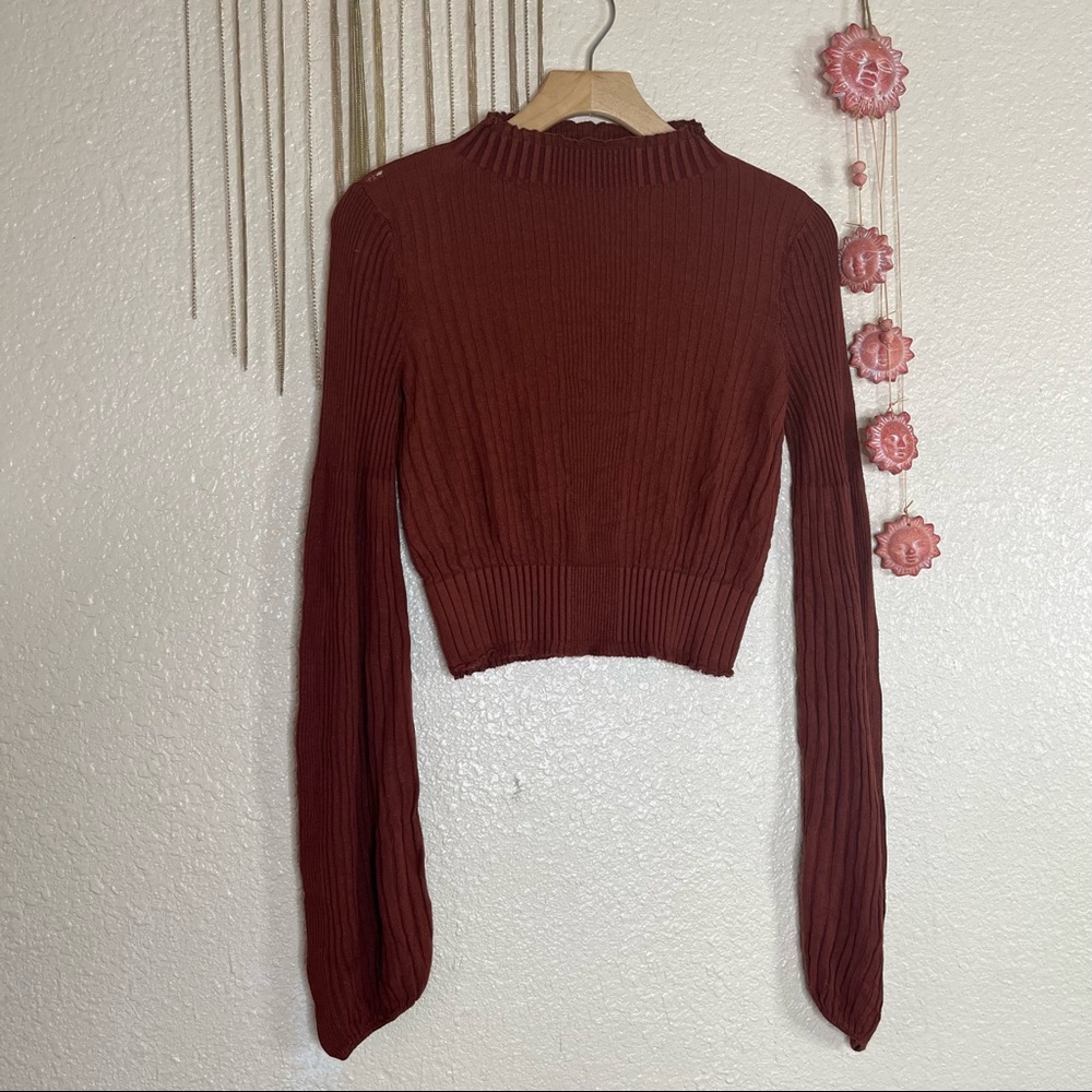 Free people longsleeve cropped top ribbed top - Picture 1 of 6